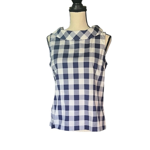 Talbots Tops - Talbots Plaid Sleeveless Side Zipper Back Button top. Size 8